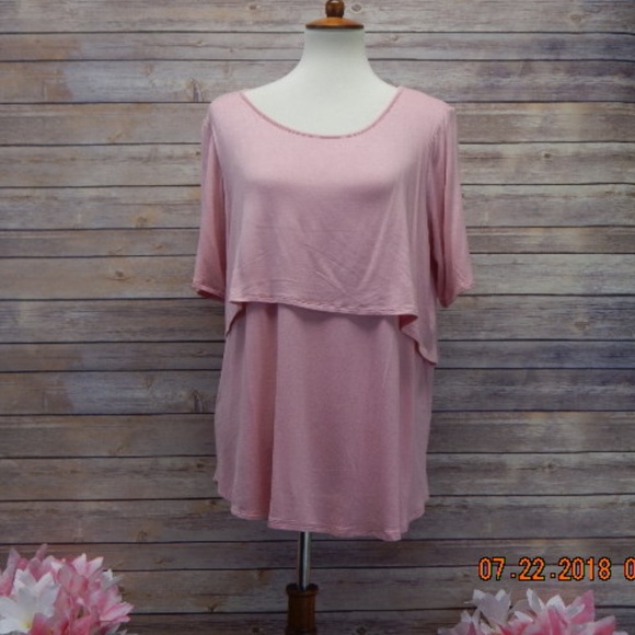 Amelia James Tops - NWT AJ Pink Cheyenne Tiered Top 2XL